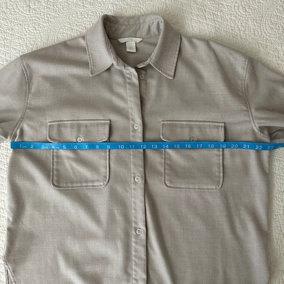 H&M Oversized Flannel Button Up Shirt Beige Size XS - Picture 8 of 8